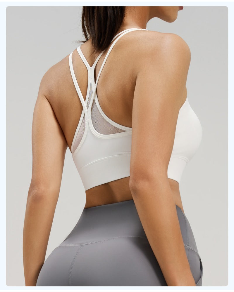 One-piece shockproof gathering sports bra