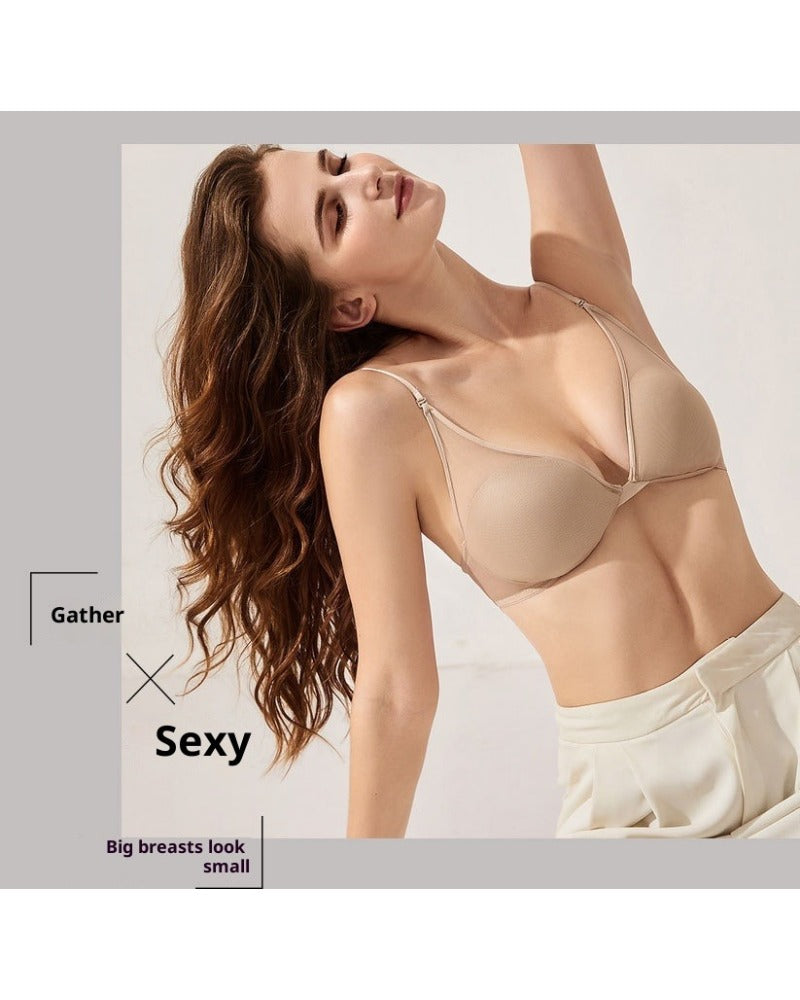 U-shaped mesh neck and back underwear Bra